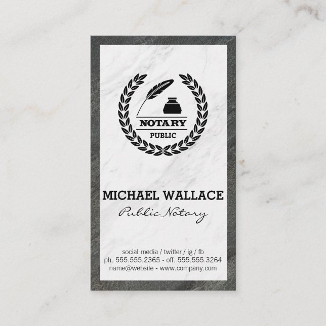 Öffentliches Notar-Siegel | Marble Business Card Visitenkarte (Vorderseite)