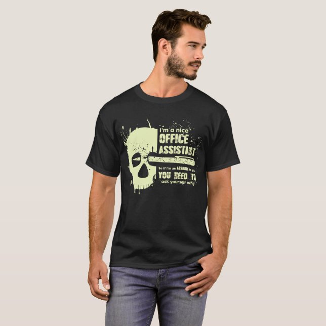 Office Assistant T - Shirt Funny Gift Skull Grafik (Vorne ganz)