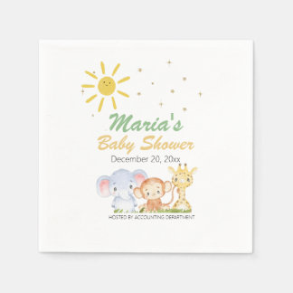 Office Baby Shower Animal Jungle Gender Neutral Serviette
