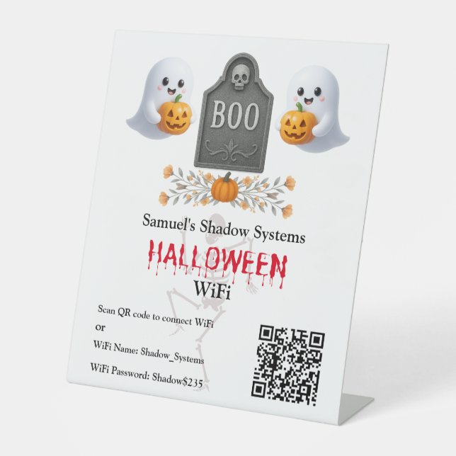 Office Halloween Wifi QR Code Scan zum Verbinden Sockelschild (Vorderseite)