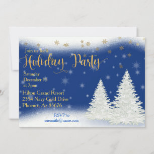 Office Holiday Party Snowflakes Gold Landschaft Einladung