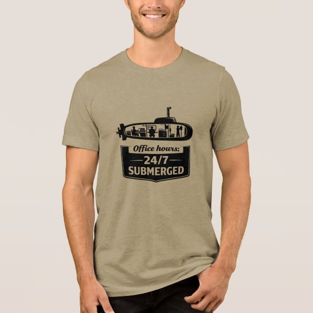 Office Hours 24/7 Submerged Submarine Humor Tri-Blend Shirt (Vorderseite)