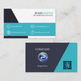 Office Modern Turquoise Four Choice Logo QR Code Visitenkarte