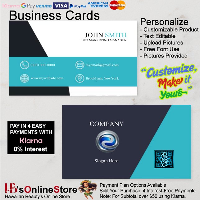 Office Modern Turquoise Four Choice Logo QR Code Visitenkarte (Office Modern Turquoise Four Choice Logo QR Code Business Card 5)