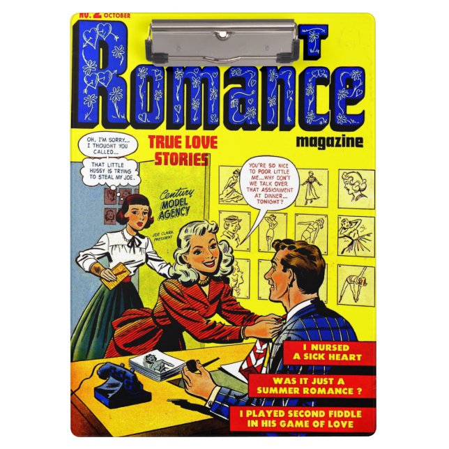 Office Romance Lady in Red Vintag Comic Klemmbrett (Vorderseite)