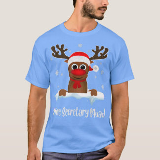Office Secretary Squad Reindeer Santa Hat Christma T-Shirt