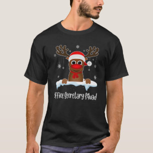 Office Secretary Squad Reindeer Santa Hat Christma T-Shirt