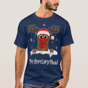 Office Secretary Squad Reindeer Santa Hat Christma T-Shirt