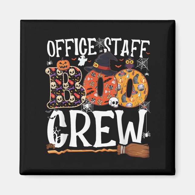 Office Staff Boo Crew Funny Halloween Matching Cos Magnet (Vorne)