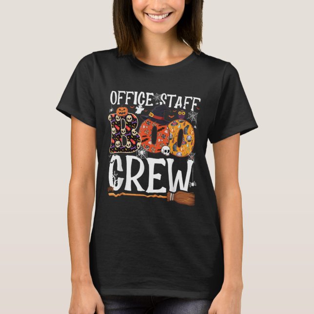 Office Staff Boo Crew Funny Halloween Matching Cos T-Shirt (Vorderseite)