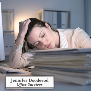 Office Survivor White Schreibtischnamensplakette