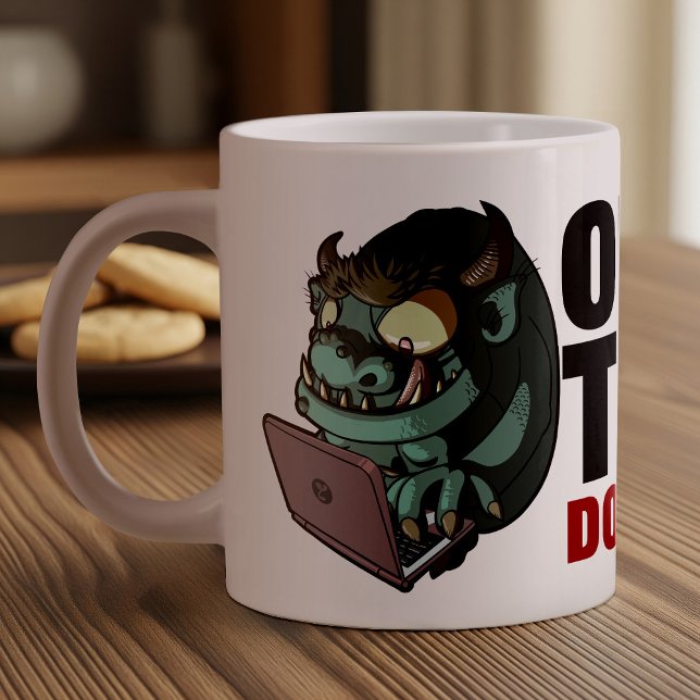 Office Troll Füttre nicht! Internet Troll Cartoon Jumbo-Tasse (Von Creator hochgeladen)