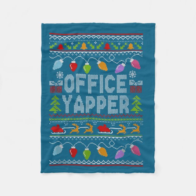 Office Yapper Ugly Sweater Christmas  Fleecedecke (Vorderseite)