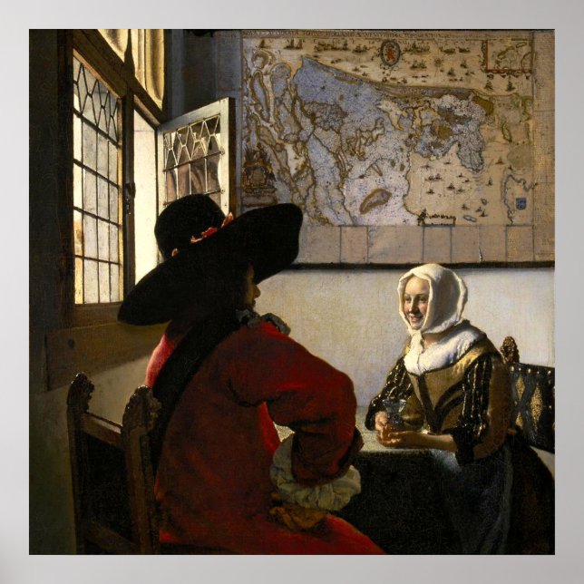 Officer and Laughing Girl by Johannes Vermeer Poster (Vorne)