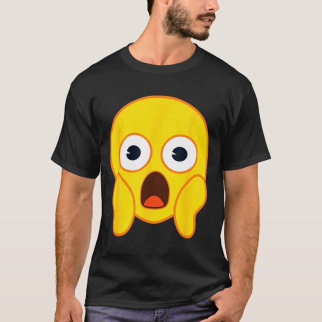 Official Emoji Fear Scream Yellow Smile Face Hallo T-Shirt (Vorderseite)