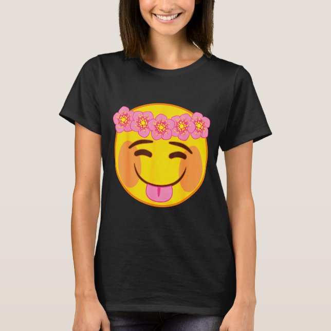 Official Emoji Flower Crown Tongue Yellow Smile Fa T-Shirt (Vorderseite)