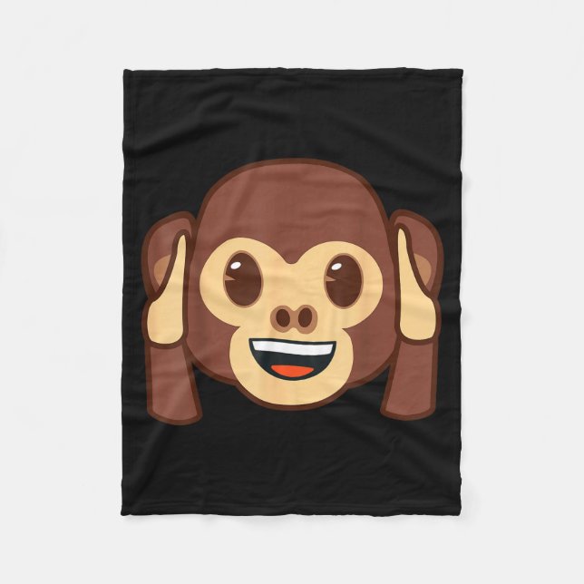Official Emoji Monkey Holding Ears Yellow Smile Fa Fleecedecke (Vorderseite)