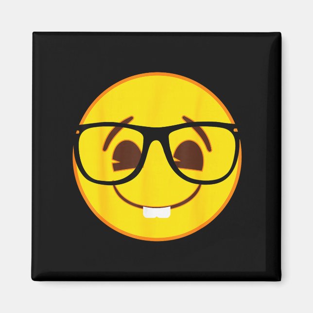 Official Emoji Nerd Gles Yellow Smile Face  Magnet (Vorne)