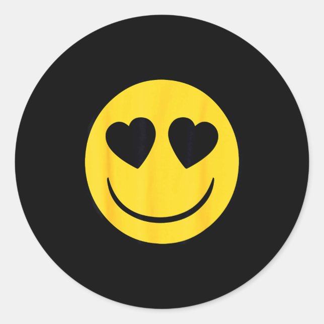 Official Emoji Retro Heart Eyes Yellow Smile Face  Runder Aufkleber (Vorderseite)