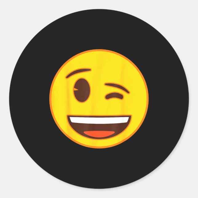 Official Emoji Wink Winking Yellow Smile Face  Runder Aufkleber (Vorderseite)