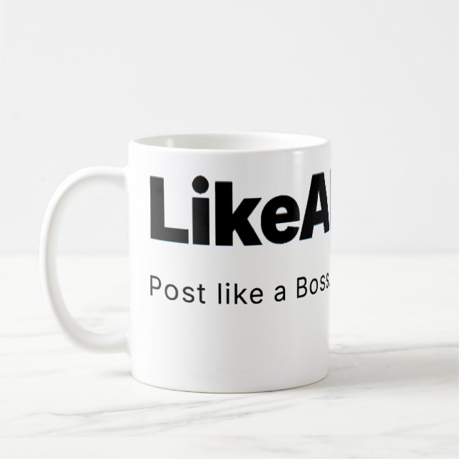Official LikeABoss.fun Minimalist Logo Mug Kaffeetasse (Links)