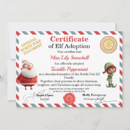 Official North Pole Elf Adoption Certificate Einladung