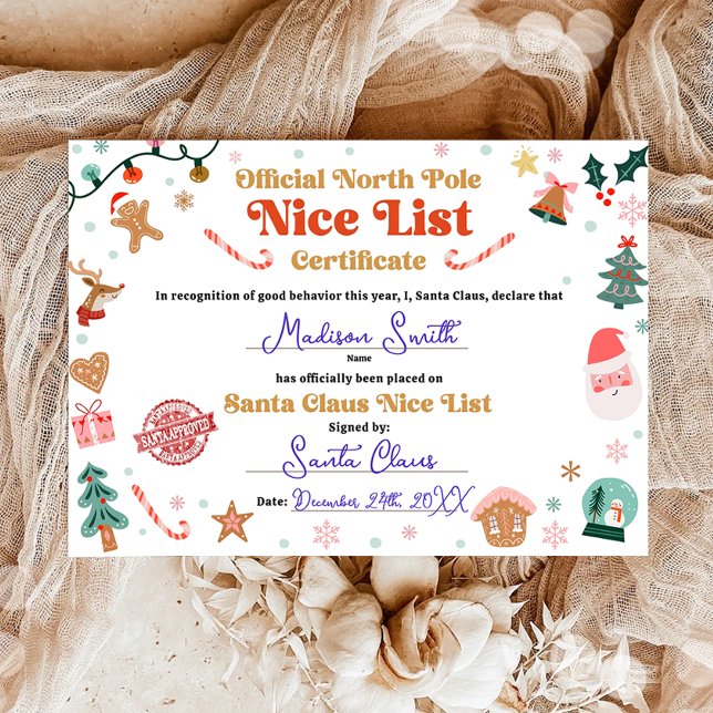 Official North Pole Nice List Certificate Santa Einladung (Von Creator hochgeladen)