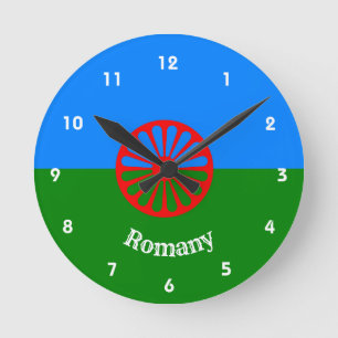 Official Romany flag Round Clock Runde Wanduhr