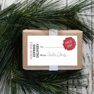 Official Santa Claus Gift Present From North Pole Rechteckiger Aufkleber