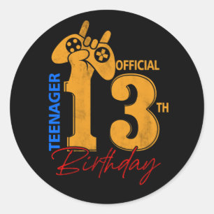 Official Teenager 13 Years Old 13th Birthday Gamer Runder Aufkleber