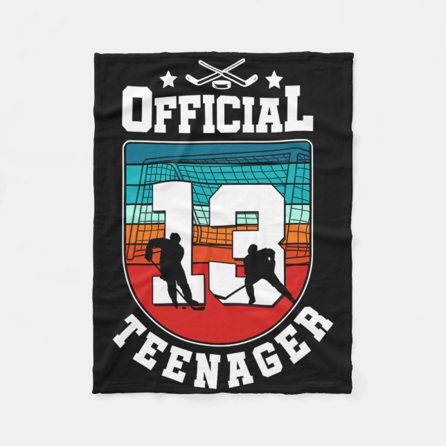 Official Teenager 13th Birthday 13 Year Boy Hockey Fleecedecke (Vorderseite)