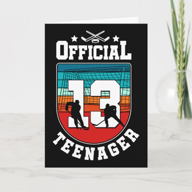 Official Teenager 13th Birthday 13 Year Boy Hockey Karte (Vorderseite)