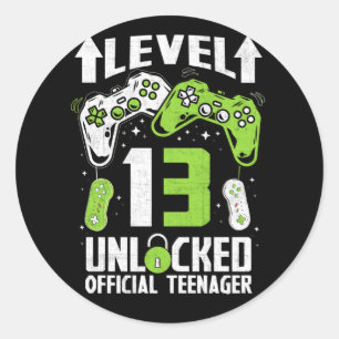 Official Teenager 13th Birthday Level 13 Unlocked Runder Aufkleber