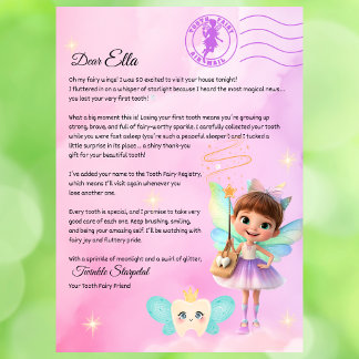Official Tooth Fairy Magical Letter Printable Einladung