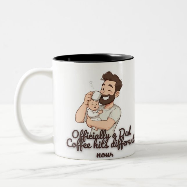 Officially a Dad Coffee Mug – Funny New Dad Gift  Zweifarbige Tasse (Links)