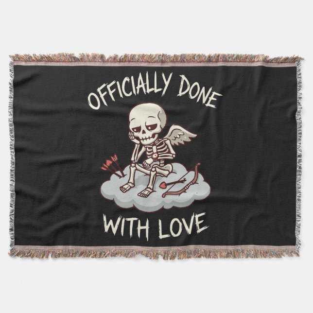 Officially Done With Love Skeleton Cupid Design Decke (Vorderseite)