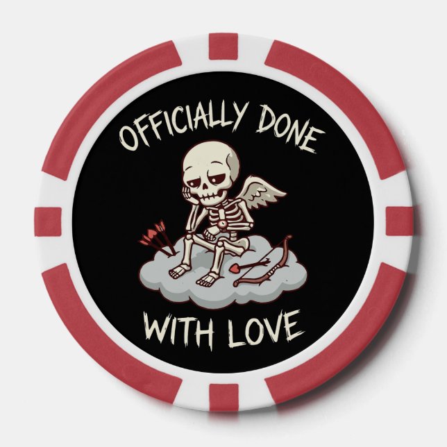 Officially Done With Love Skeleton Cupid Design Pokerchips (Vorderseite)