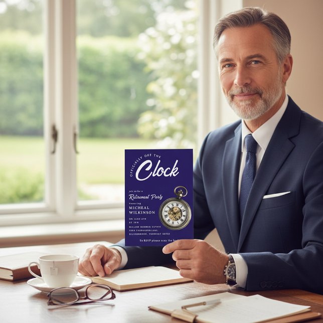 Officially Off The Clock Pocket Watch Retirement  Einladung (Von Creator hochgeladen)