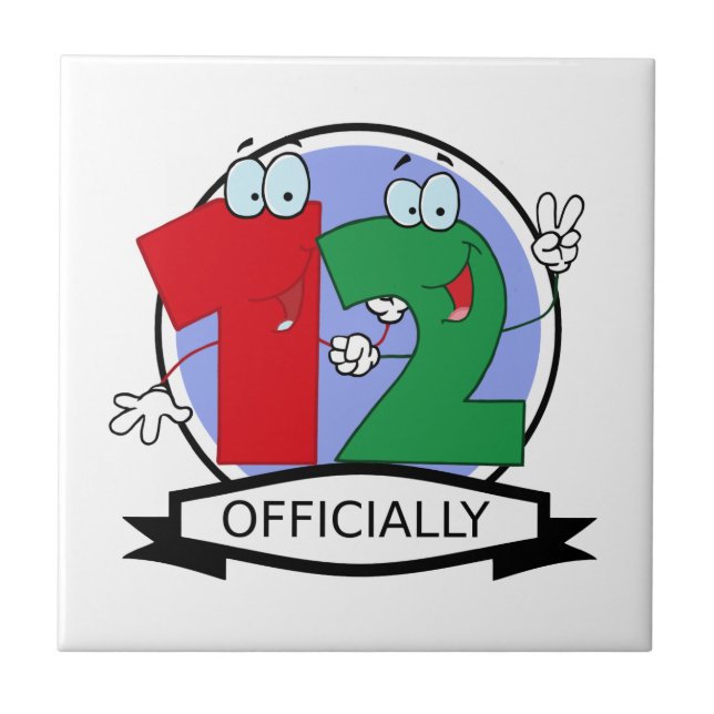 Offiziell 12 Geburtstagsbanner Fliese (Vorderseite)