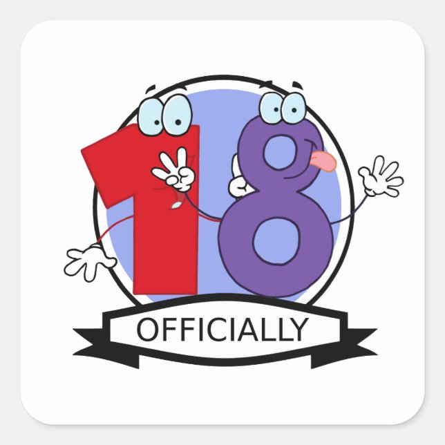Offiziell 18 Geburtstagsbanner Quadratischer Aufkleber (Vorderseite)