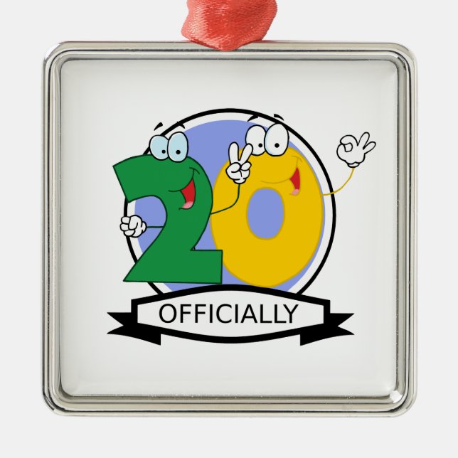 Offiziell 20 Geburtstagsbanner Silbernes Ornament (Vorne)
