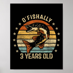 Offiziell 3 Jahre altes Shirt 3. Geburtstag Angeln Poster