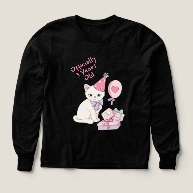 Offiziell 3 Jahre altes süßes Katzenmädchen Geburt (Design Vorderseite)