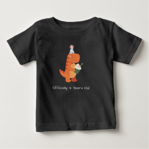 Offiziell 4 Jahre altes Dinosaurier-Jungen-Geburts Baby T-shirt