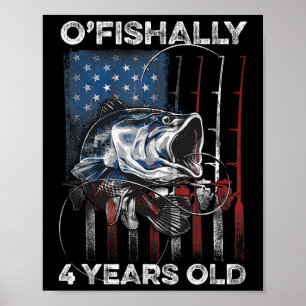 Offiziell 4 Jahre altes Shirt 4. Geburtstag Angeln Poster