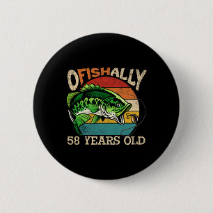 Offiziell 58 Jahre alte Fischerei-Geburtstag-Theme Button