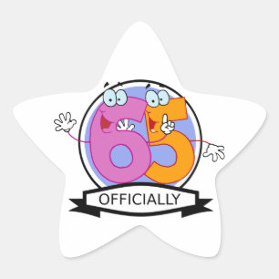 Offiziell 65 Geburtstagsbanner Stern-Aufkleber