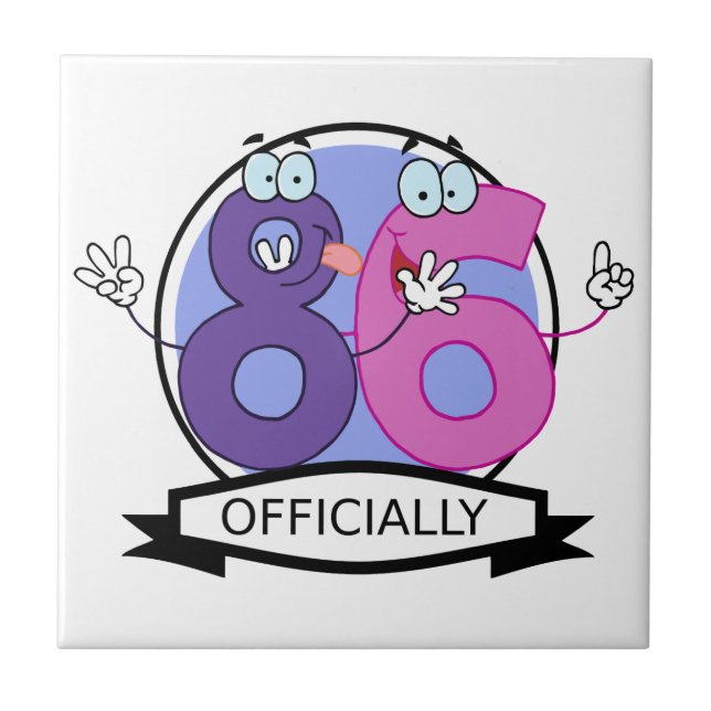 Offiziell 86 Geburtstagsbanner Fliese (Vorderseite)