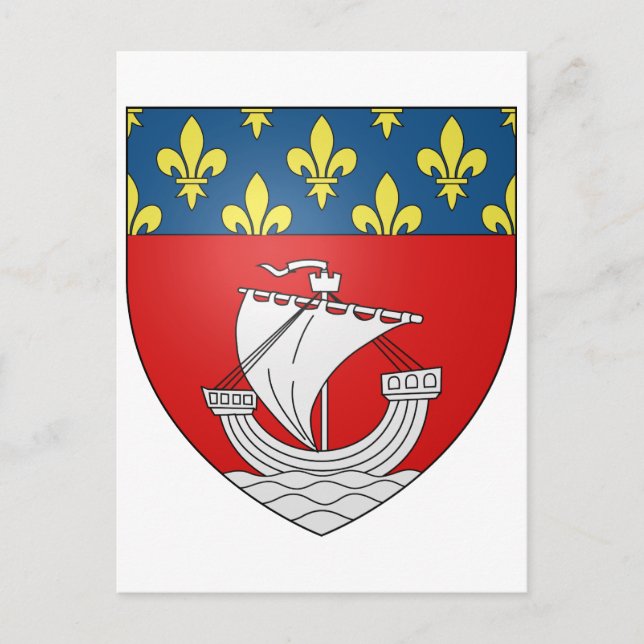 Offiziell Blason Paris Coat Heraldry Symbol Frankr Postkarte (Vorderseite)