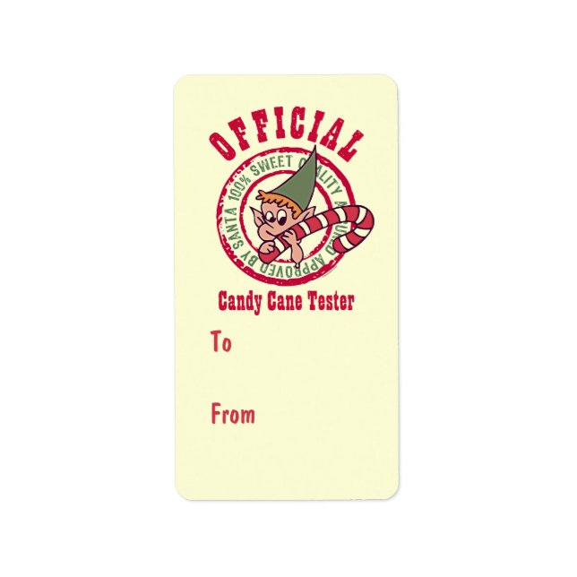 Offiziell Candy Cane Tester Geschenkmarke Adressaufkleber (Vorne)